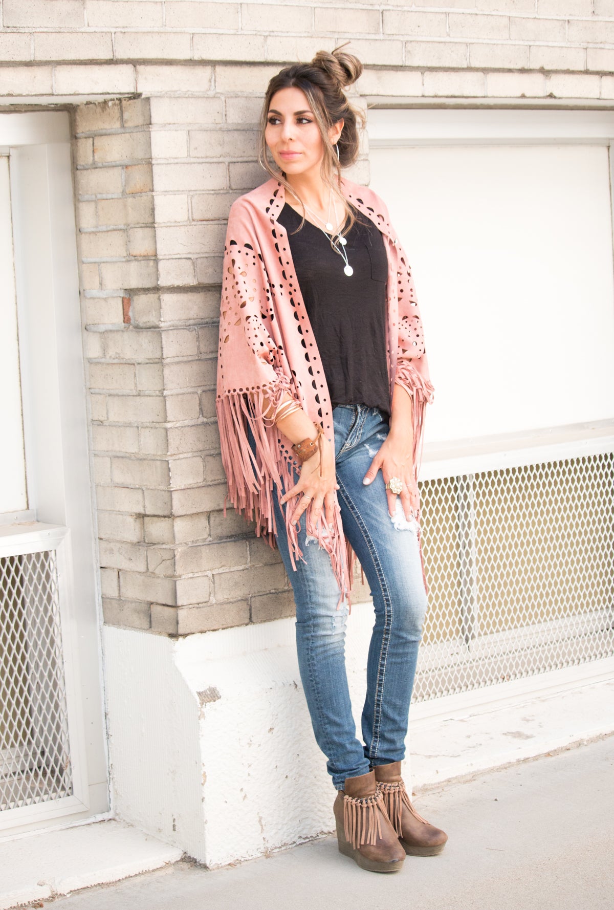 Hollister Faux Suede Fringe Cardigan Beautiful bohemian style store faux suede fringe