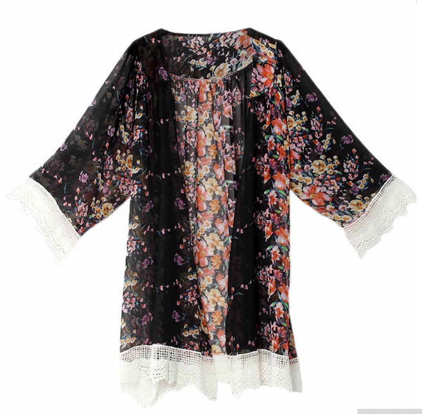 Floral & Lace Kimono  5 Colors – Hipster Row